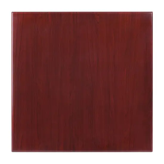 Emma and Oliver 24" Square High-Gloss Resin Table Top with 2" Thick Drop-Lip Walnut {2}