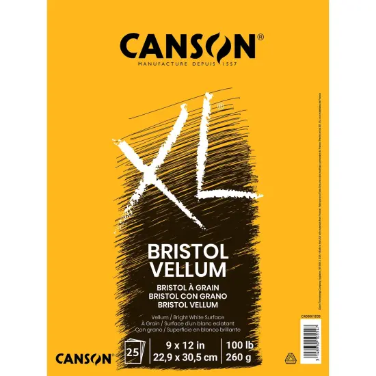 Canson XL Bristol Vellum Pad 9"X12"-Tape Bound, 25 Sheets {1}