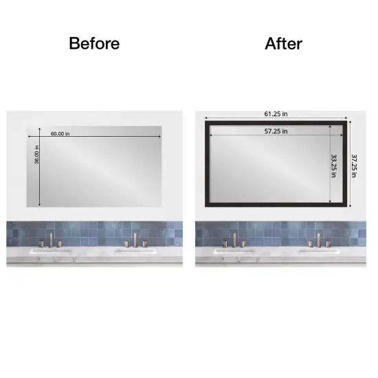 Amanti Art Mirror Makeover Bathroom Mirror Frame Border Kit -Fully Assembled Peel and Stick Frame - Mirror NOT Included - Furniture Espresso Narrow Trim {5}