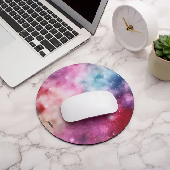 Insten Round Galaxy Mouse Pad for Home Office Gaming Computer Desk, Smooth Non Slip Rubber Mat, Pink Nebula {6}