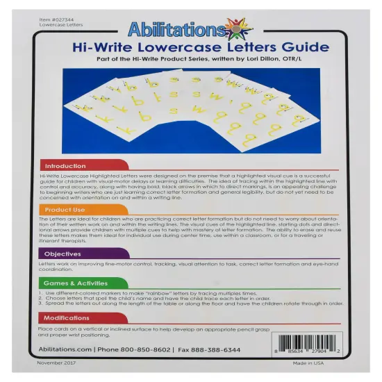 Abilitations Hi-Write Alphabet Paper, Lowercase, 100 Sheets {4}
