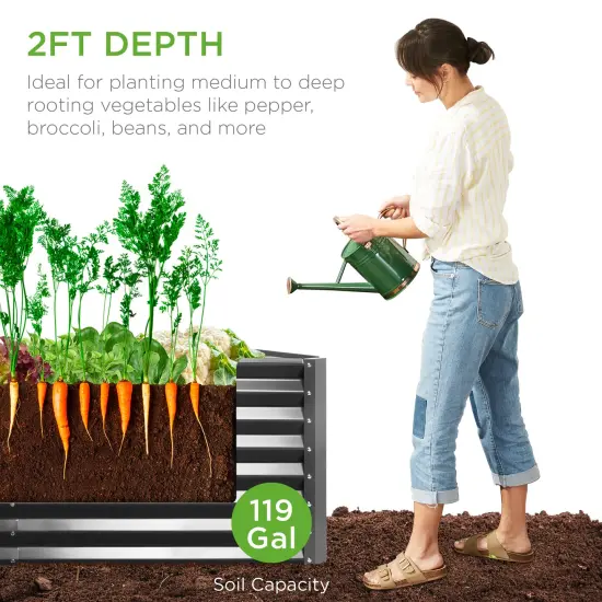 Best Choice Products 4x2x2ft Outdoor Metal Raised Garden Bed, Planter Box for Vegetables, Flowers, Herbs Gray {3}