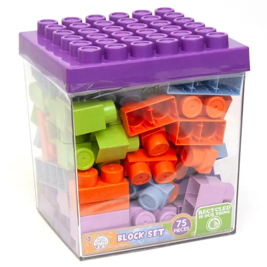 Roo Crew: Block Set - 75 Pieces - Assorted Lid Color, Building Activity Set, Colorful Blocks & Storage Container, Toddlers & Kids Ages 2+ {7}
