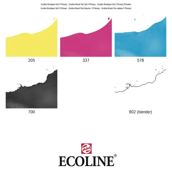 Ecoline Watercolor Brushpen Set 5/Pkg-Primary {6}