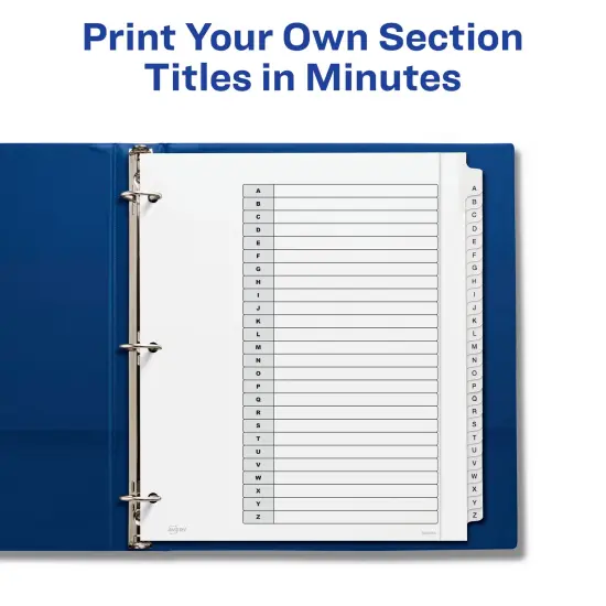 Avery Extra-Wide Dividers for 3 Ring Binders, 26 Tabs per Set, Customizable Table of Contents, Multicolor Tabs, Works Great with Sheet Protectors (11166) {4}