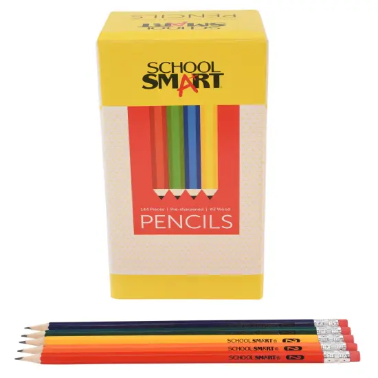 School Smart No 2 Pencils, Hexagonal with Latex-Free Erasers, Assorted Body Colors, Pack of 144 {2}