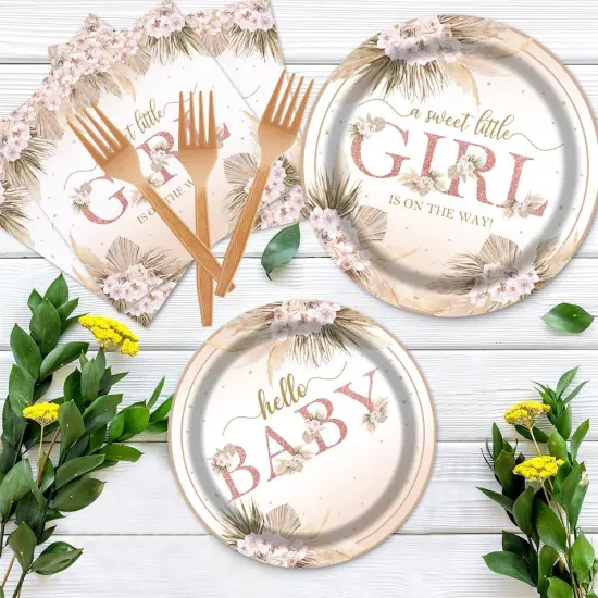 Boho Baby Shower Party Tableware Set 96 Pcs {2}