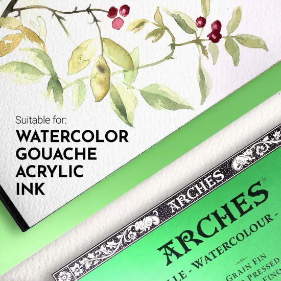 Arches Aquarelle Cold Pressed Watercolor Block 5.9"X11.8"- 140lb, 20 Sheets {4}