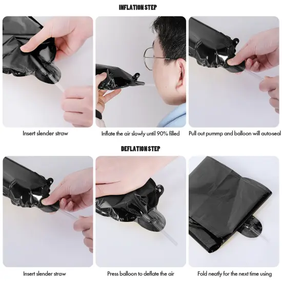 Happy Birthday Banner 13pcs 16 Inch Mylar Foil Letters with 12pcs Star Balloons Birthday Party Decorations for Kids and Adults - 3D Black {6}