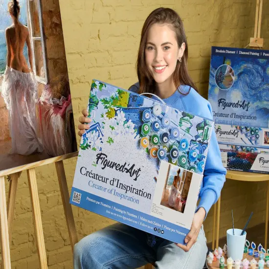 Figured'Art Paint by Numbers for Adults with Frame Naked woman and Sun 16"x20" - Craft Art Painting DIY Kit Canvas Already Stretched on a Wooden Frame {2}