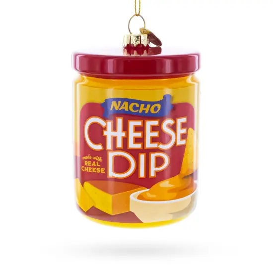 Nacho Cheese Dip Jar Glass Christmas Ornament {1}