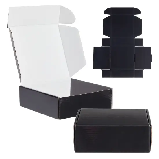 25-Pack Corrugated Packaging Boxes for Shipping, Cardboard Mailers for Small Business, Boutiques, Mailing Gifts, Gift Boxes for Wedding Reception, Bridal Shower (Black, 6x6x2 in) {1}