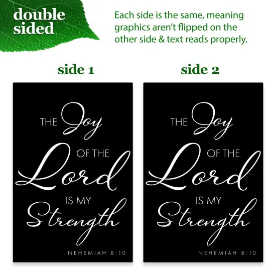 G128 Combo Pack: Garden Flag Stand Black 36x16IN & Garden Flag Joy of the Lord Scripture Printed 12x18IN Double Sided Yard Lawn Decoration {5}
