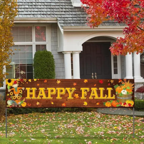 Large Happy Fall Welcome Banner Thanksgiving {1}