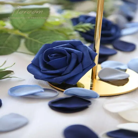 300pcs Rose Petals Dusty Blue Navy Faux Silk Flower Petals for Wedding Flower Girl Basket Aisle Scatter Dinner Table Centerpieces Party Confetti Decoration {3}