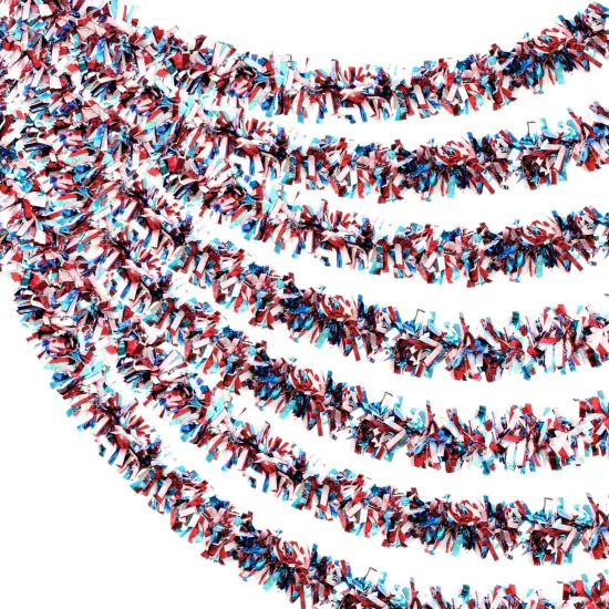 39.4ft 4th of July Patriotic Tinsel Garland Red White Blue Shiny Metallic Garland Hanging Decorations for Independence Day Memorial Day Party Decorations {1}