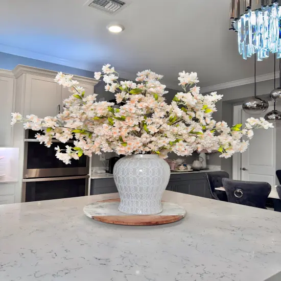 Japan Beige Nude Silk Cherry Blossom Flower Set of 3 Branches 40'' Inches {1}