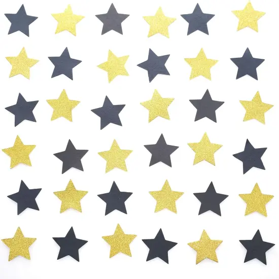 Glitter Five Stars Table Confetti Decor - Black Gold Wild One 1st Birthday Graduation Party Twinkle Stars Confetti Sequins Wedding New Years Party Confetti Sprinkles Decorations, 200pc {3}
