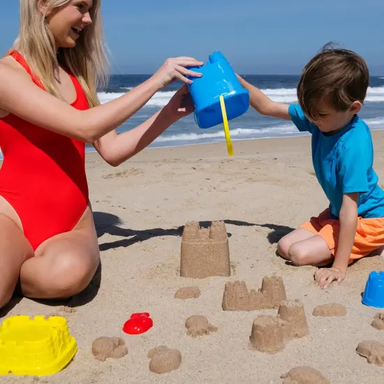 10 Piece Beach Sand Toys Set for Kids - Bucket with Sifter, Shovel, Rake, Watering Can, 5 Animal and Castle Sand Molds for Kids & Toddlers - Sand Buckets and Shovels for Kids, Beach Toy Set {5}