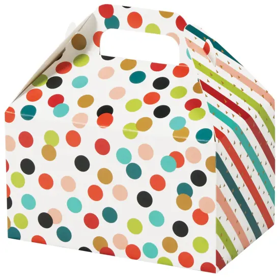 Pack/6: Painted Dots & Stripes Party Favor Gable Box - 6 x 3-3/4 x 3-1/2" {1}