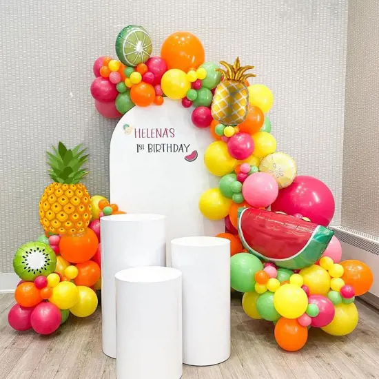 149pcs Fruit Balloon Garland Arch Kit Pink Yellow Green Balloons with Mixed Waterlemon Pineapple Mylar Foil Balloons for Twotti Fruity Party Decorations 2nd Birthday Party Summer Supplies {4}