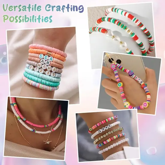 Easter Basket Essentials for Kids Girls - 5300 Clay Beads Bracelet Making Kit,Arts and Crafts for Kids Ages 8-12,Easter Crafts Games Toys for 3-10 Year Old Birthday Gift,Stuff Supplies {2}