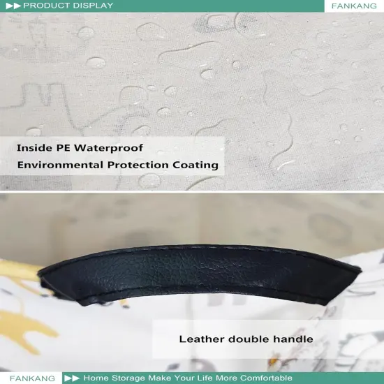 Summer Storage Basket, Nursery Hamper Canvas Laundry Basket Foldable with Waterproof PE Coating Large Storage Baskets for Kids Boys and Girls, Office, Bedroom, Clothes,Toys(Lovely Animals ) {4}