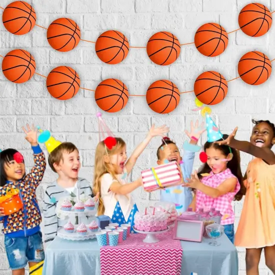 100 Pcs Basketball Garland for Party Banners Sports Theme Party Hanging Decorations Basketball Paper Garland Basketball Birthday Party Slam Dunk Party March Madness Party Decoration {5}