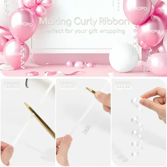 600 Yards White Curling Ribbon for Gift Wrapping, 1/5 Inch White Balloon String, Balloon Ribbon {3}