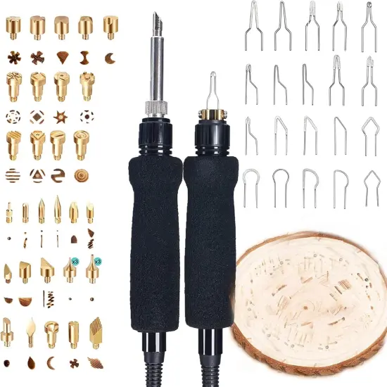 Wood Burning Kit Tool Station Dual Pyrography Pen Burner for Adults 2-in-1 Solid-Point 200℉~480℉ w/Temp Display and Wire-Nib 250℉~750℉ with Various Accessories {3}