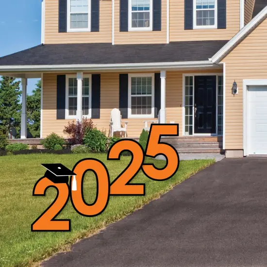 Big Dot of Happiness Orange 2025 Graduation Party Yard Signs - Outdoor Lawn Decorations - 2025 {3}