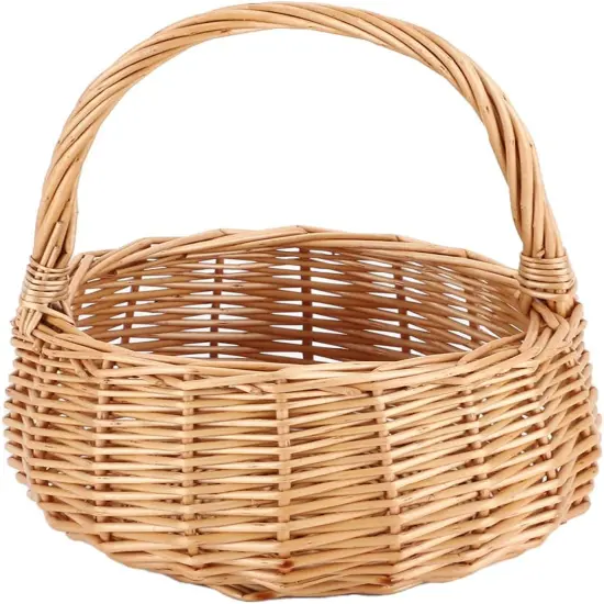 Small Gift Wicker Picnic Basket with Handle,Willow Flower Girl Basket for Weddings, Garden and Home Decor -Wicker Storage Basket-Natural {1}