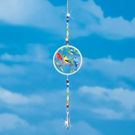 Collections Etc Charming Colorful Songbirds Hanging Suncatcher {1}