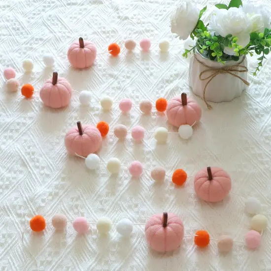 Fall Felt Pom Pom Banner (Pink) {1}