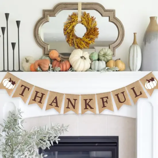 Thankful Banner Holiday Decorations (white) {4}