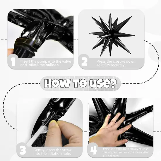6Pcs 22 Inch Black Silver Star Balloons and 4D Large Foil Balloons {4}