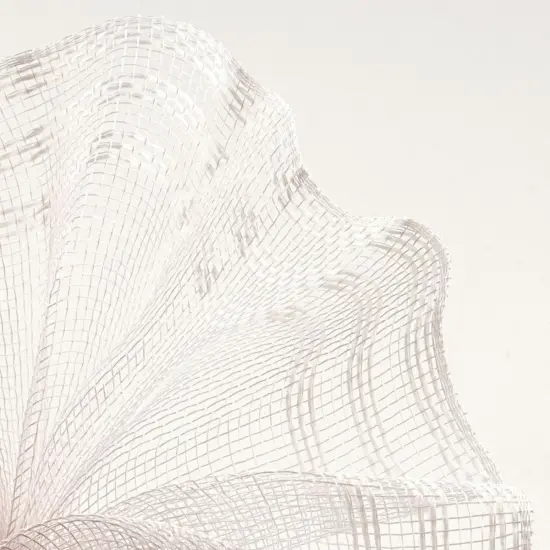 10.5" Faux Jute Border Stripe Mesh Ribbon: White (10 Yards) {2}