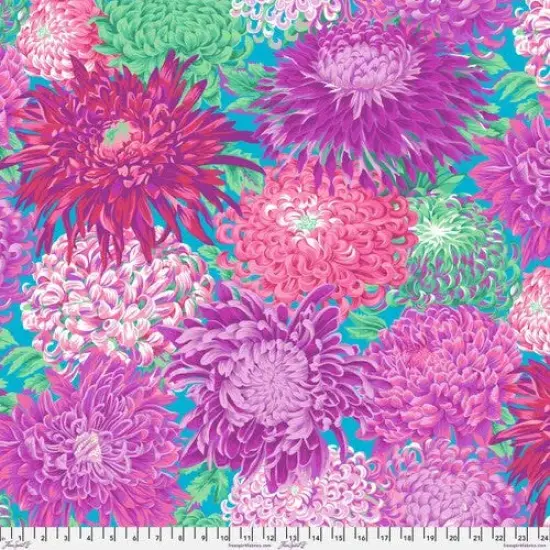 Multi Magenta Japanese Chrysanthemum Cotton Wideback Fabric Per Yard {1}