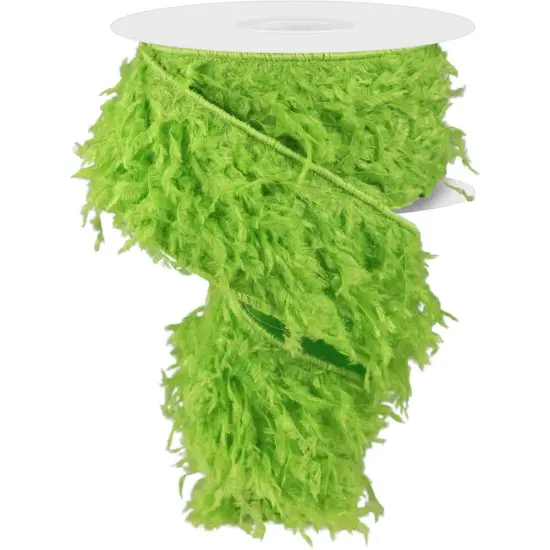 2.5" Furry Ribbon: Lime Green (10 Yards) {1}