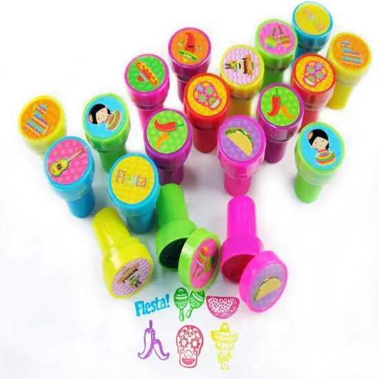 Tiny Mills 24 Pcs Fiesta Stampers for Kids, Birthday Party Favors, Pinata Fillers, Goody Bag Filler Treats, Classroom Rewards, Cinco de Mayo Party Favors {2}