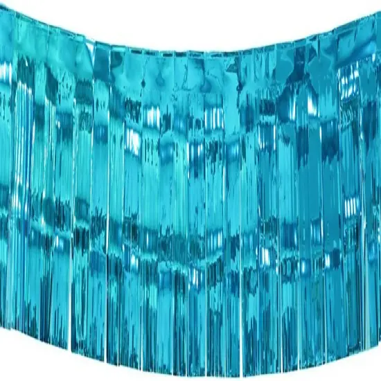 10 Feet by 15 Inch Turquoise Foil Fringe Garland {1}