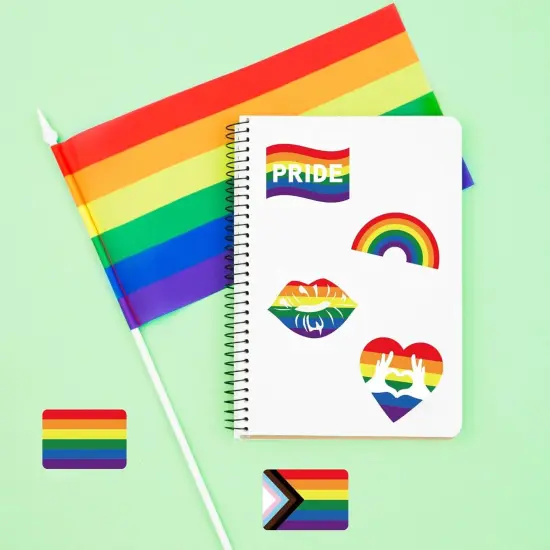 600pcs Gay Pride Stickers, Progress Pride Rainbow Heart Stickers for Gay Lesbian Bisexual Pride Month LGBTQ Parades Decorations, 8 Design {2}