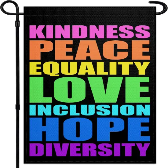 Pride Garden Flag 12x18 Inch Vertical Double Sided Kindness Peace Equality Love Inclusion Hope Diversity Garden Flag {1}
