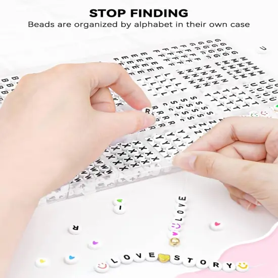 1400 PCS Letter Beads, 28 Styles Friendship Bracelets Assorted Alphabet Preppy Jewelry Making Kit with Case {3}