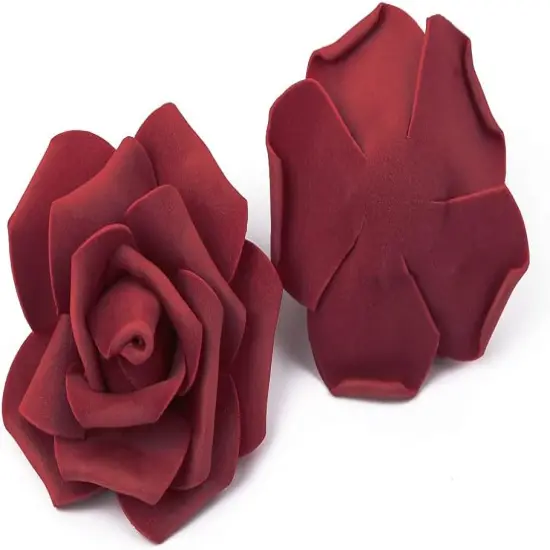 100 pcs Foam Rose Bulk Burgundy Fake Flower Bouquets {2}