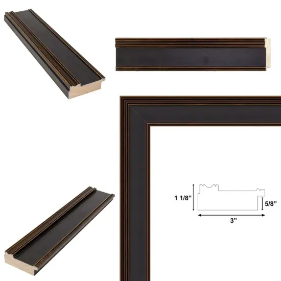 Wide Gold Black Flat Panel Picture Frame 24x48 frame {4}