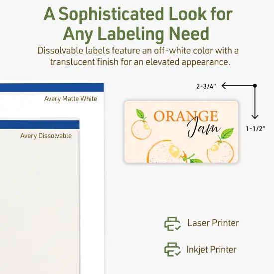 Avery Dissolvable Labels, 1.5" x 2.75" Rectangle {4}