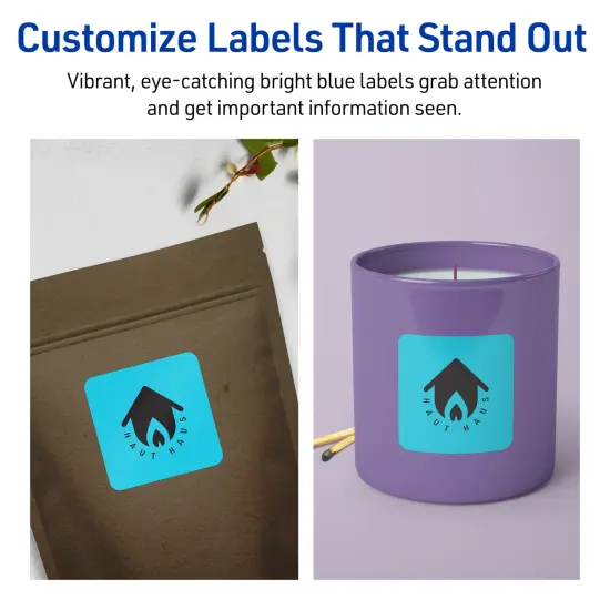 Avery Bright Blue Paper Labels, 2-1/8" x 2-1/8" Square {3}