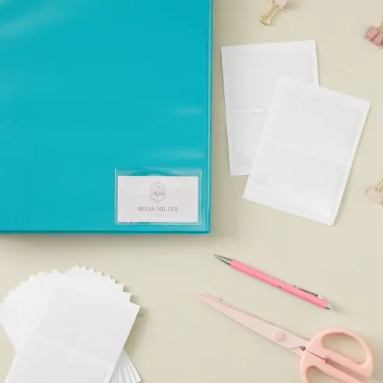 100-Pack Clear Business Card Pockets Holders 3.75x2 In, Self-Adhesive Top Load Plastic Protector and Sleeves Labels, Bulk Set for Storage, Organization, Labeling {4}