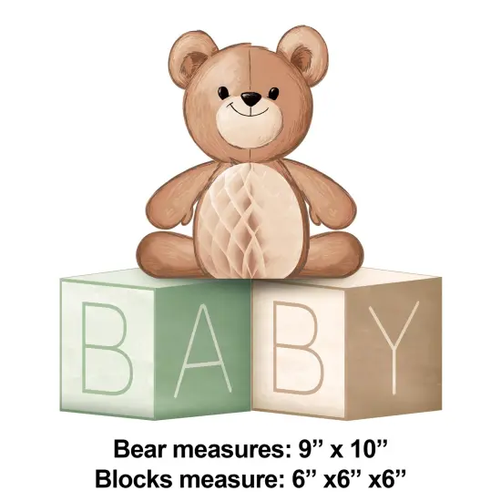 6 pc Bulk Teddy Bear Centerpiece Baby Blocks w/ Honeycomb {2}